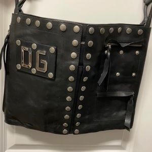 Dolce & Gabbana Black Studded Leather Shoulder Bag